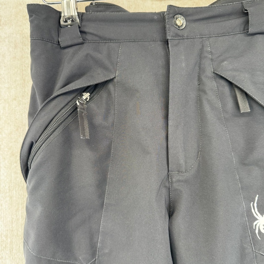 Spyder Youth 12 Black Insulated Snow Pants Ski Snowboard Full Side Zip Pockets - Picture 4 of 12